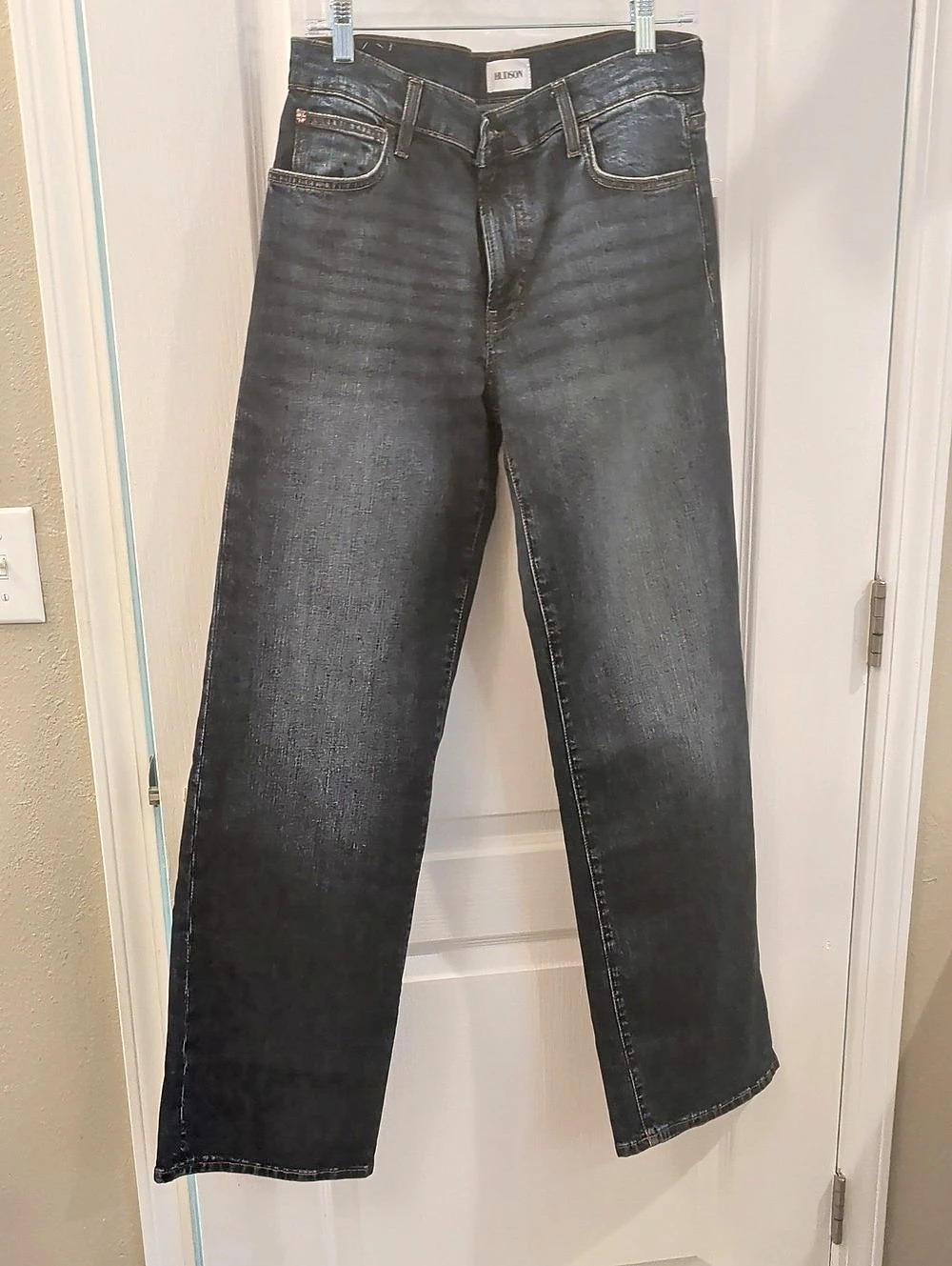 Hudson Rosalie High-Rise Wide Leg Wide Leg Jeans in Black Waist 28 Like New